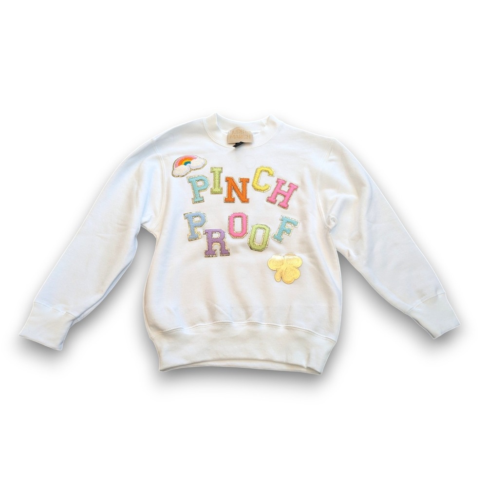 Judith March White Rainbow Pinch Proof Patch Sweatshirt Youth Girls Small 7-8